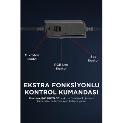 Rampage Hostage R46 RGB 7.1 USB Kablolu Kulak Üstü Oyuncu Kulaklığı Teşhir