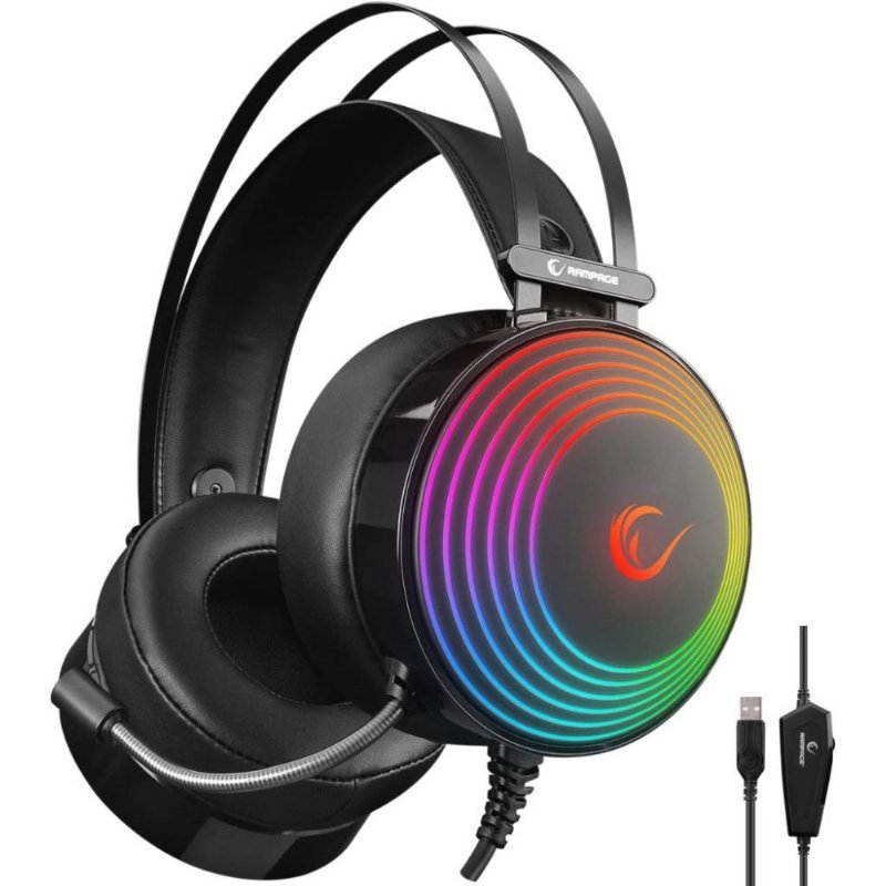 Rampage Helix RM-K97 RGB 7.1 USB Kablolu Kulak Üstü Oyuncu Kulaklığı 