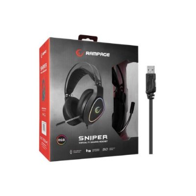 Rampage Sniper RMX-G7 RGB 7.1 USB Kablolu Kulak Üstü Oyuncu Kulaklığı Outlet