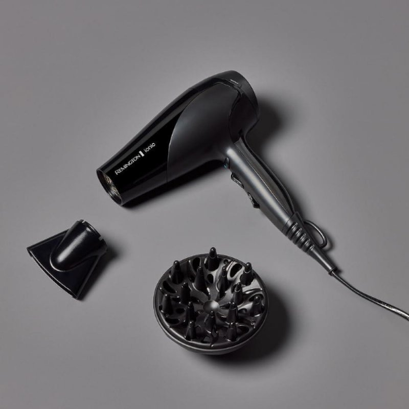 Remington İyonik Saç Kurutma Makinesi, 2200 W, 3 Isıtma ve 2 Ayrı Fan Kademesi + Soğutma Kademesi, Difüzör Başlıklı, D3198 Outlet