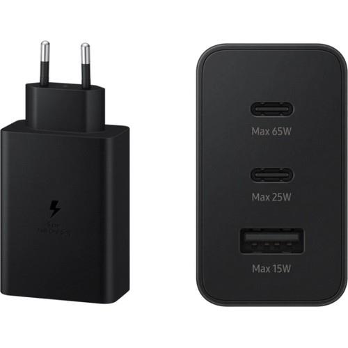 Samsung 3in1 Trio 65W 2xPD + UsbA Ev Tipi Şarj Aleti 3 Çıkışlı(EP-T6350NBEGWW) Outlet