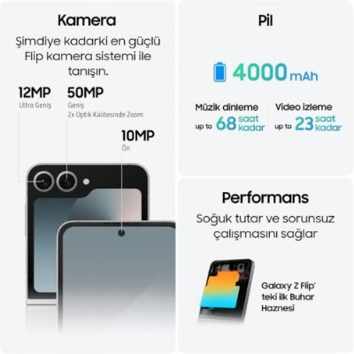 Samsung Galaxy Z Flip 6 256 GB Gümüş (Samsung Türkiye Garantili)