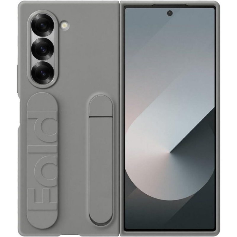 Samsung Galaxy Z Fold 6 Standlı Silikon Kılıf - Gri ü- Teşhir