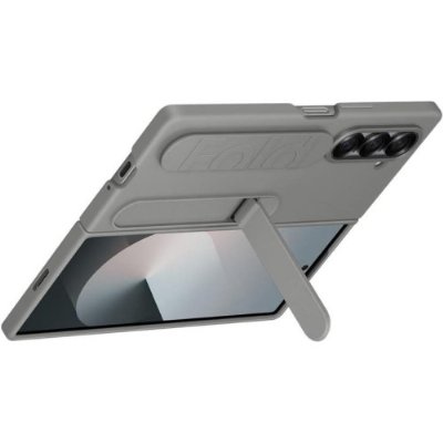 Samsung Galaxy Z Fold 6 Standlı Silikon Kılıf - Gri ü- Teşhir