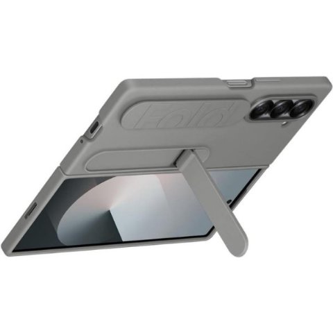 Samsung Galaxy Z Fold 6 Standlı Silikon Kılıf - Gri ü- Teşhir