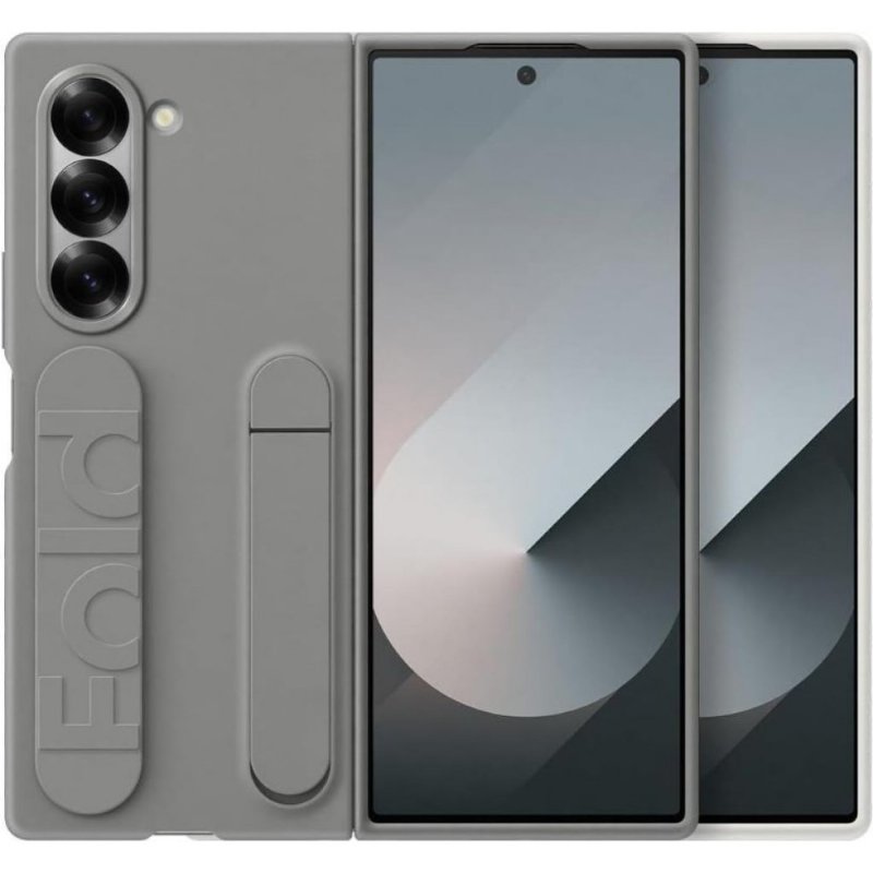 Samsung Galaxy Z Fold 6 Standlı Silikon Kılıf - Gri ü- Teşhir