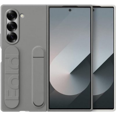 Samsung Galaxy Z Fold 6 Standlı Silikon Kılıf - Gri ü- Teşhir