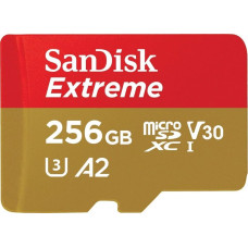 SanDisk Extreme microSD UHS I Card 256GB for 4K Video on Smartphones, Action Cams & Drones 190MB/s Read, 130MB/s Write - Outlet 