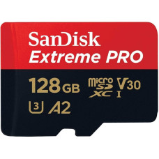 SanDisk Extreme microSDXC UHS-I hafıza kartı 128 GB + adaptör (akıllı telefonlar, aksiyon kameraları ve dronlar için, A2, C10, V30, U3, 190 MB/s aktarım, RescuePRO Deluxe) - Outlet