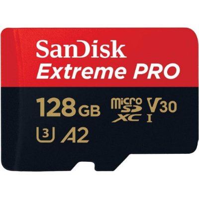 SanDisk Extreme microSDXC UHS-I hafıza kartı 128 GB + adaptör (akıllı telefonlar, aksiyon kameraları ve dronlar için, A2, C10, V30, U3, 190 MB/s aktarım, RescuePRO Deluxe) - Outlet