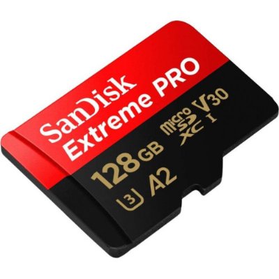 SanDisk Extreme microSDXC UHS-I hafıza kartı 128 GB + adaptör (akıllı telefonlar, aksiyon kameraları ve dronlar için, A2, C10, V30, U3, 190 MB/s aktarım, RescuePRO Deluxe) - Outlet