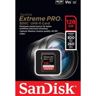 SanDisk Extreme Pro SDSDXDK-128G-GN4IN Class 10 UHS-II U3 V90 128 GB Hafıza Kartı - Outlet