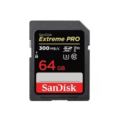SanDisk Extreme PRO SDHC UHS-II hafıza kartı V90 64 GB (300 MB/s, 8K, 4K ve Full-HD video kaydı, RescuePRO Deluxe, darbeye dayanıklı, ısıya dayanıklı, su geçirmez ve röntgen korumalı) Outlet