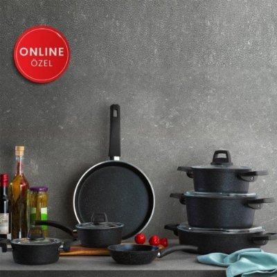 Schafer Dark Storm Tencere Seti 12 Parça - Siyah 