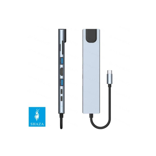 Shaza 8 in 1 USB Type-C Hdmi USB Ethernet PD Girişli Hub Port Adaptör Outlet