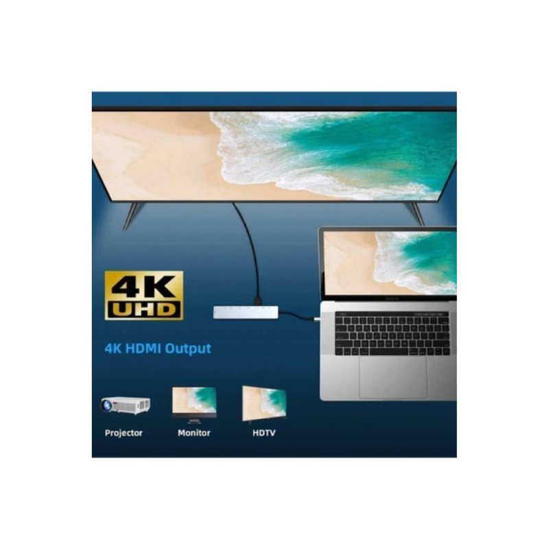 Shaza 8 in 1 USB Type-C Hdmi USB Ethernet PD Girişli Hub Port Adaptör Outlet
