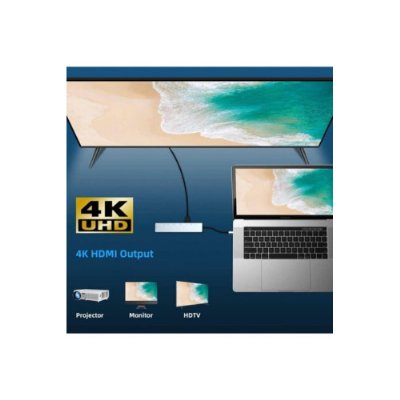 Shaza 8 in 1 USB Type-C Hdmi USB Ethernet PD Girişli Hub Port Adaptör Outlet