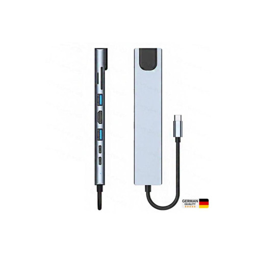 Shaza 8 in 1 USB Type-C Hdmi USB Ethernet PD Girişli Hub Port Adaptör Outlet