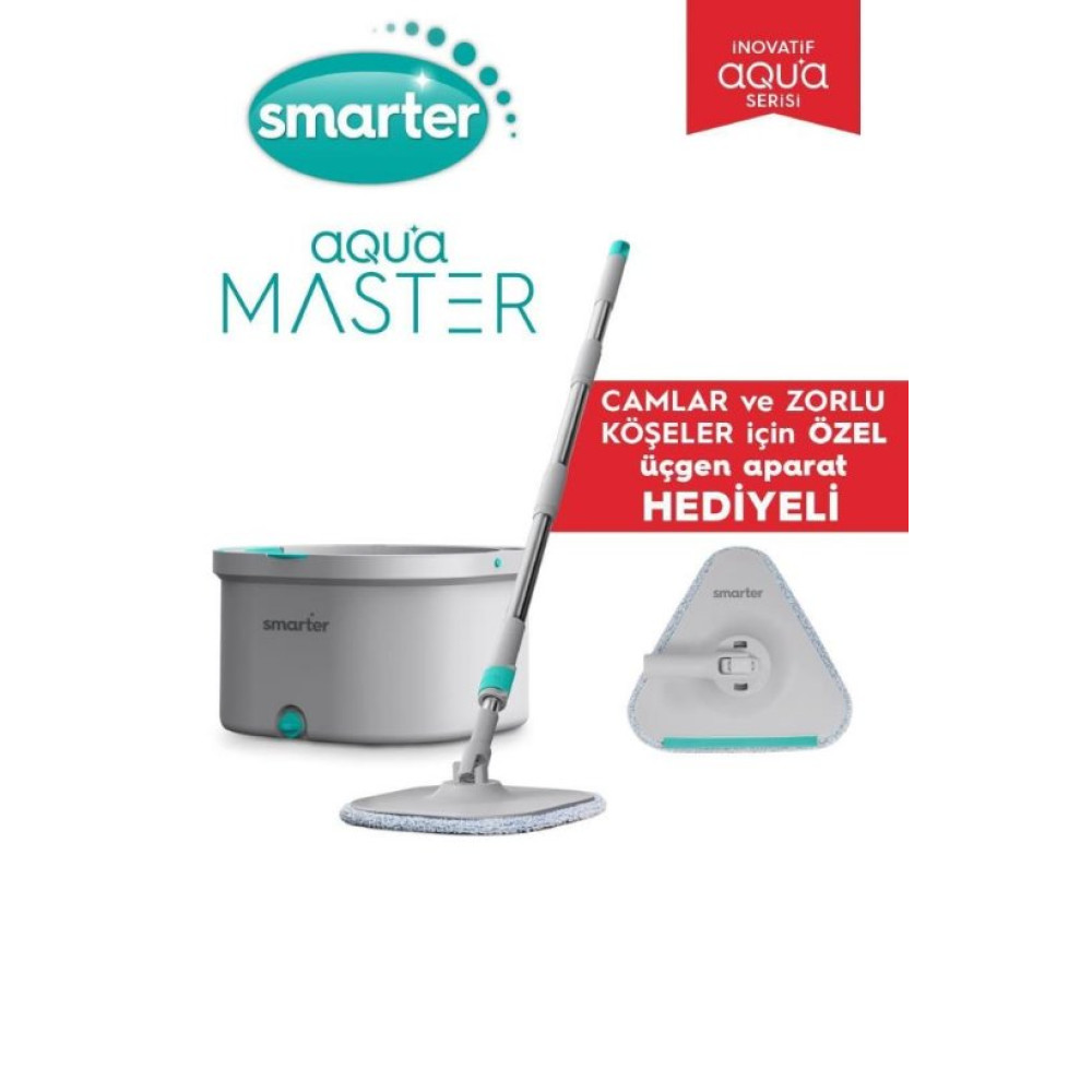 Smarter Aqua Master + Ucgen Aparat Temız & Kırlı Suyu Ayırma Ozellıgı Otomatık Temızlık Setı Mop Paspas Cam Ve Kose Icın
