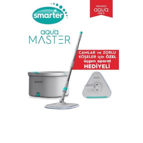 Smarter Aqua Master + Ucgen Aparat Temız & Kırlı Suyu Ayırma Ozellıgı Otomatık Temızlık Setı Mop Paspas Cam Ve Kose Icın