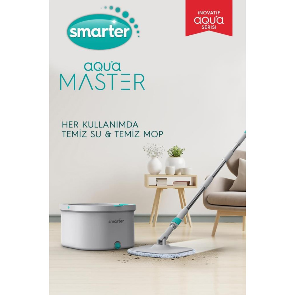Smarter Aqua Master + Ucgen Aparat Temız & Kırlı Suyu Ayırma Ozellıgı Otomatık Temızlık Setı Mop Paspas Cam Ve Kose Icın