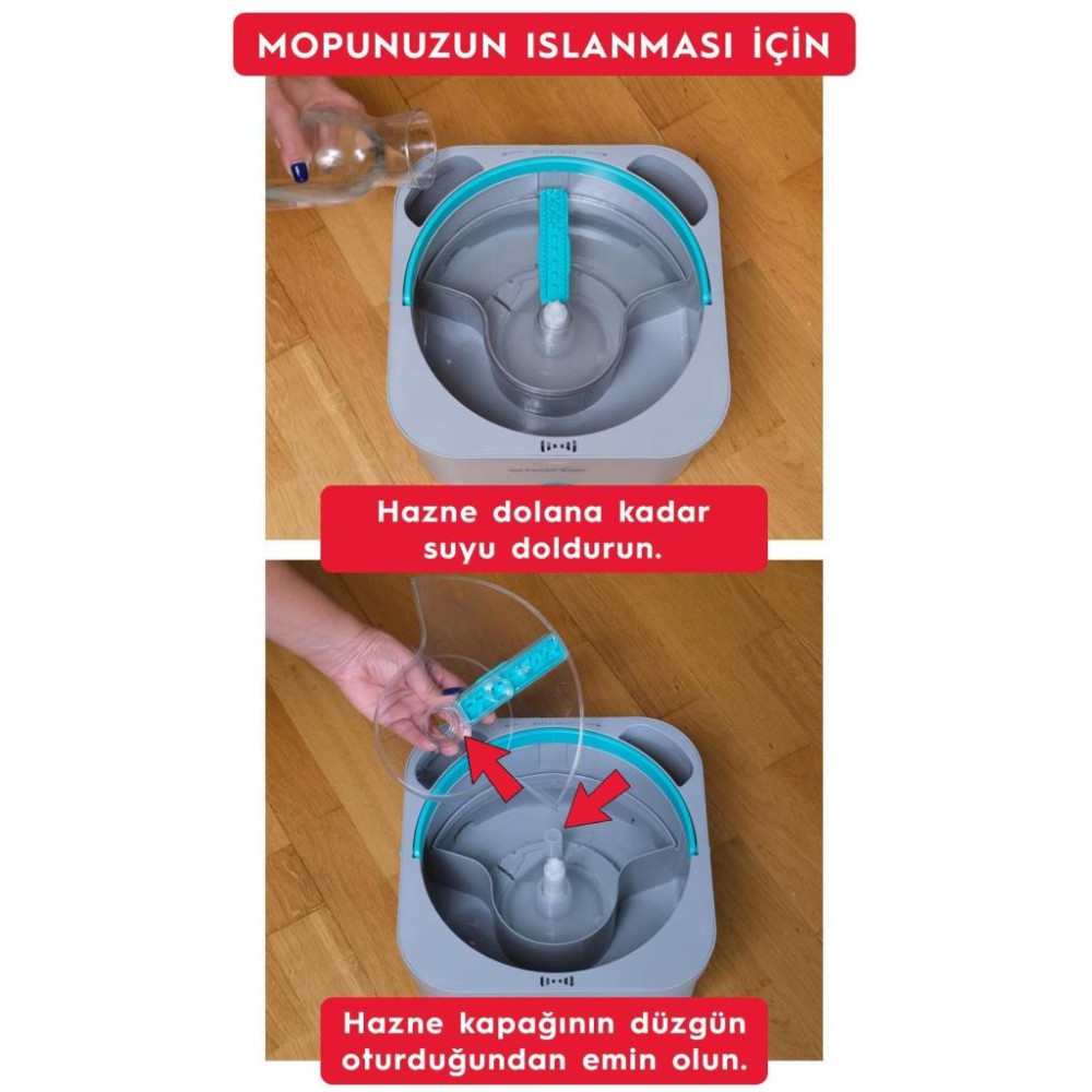 Smarter Aqua Master + Ucgen Aparat Temız & Kırlı Suyu Ayırma Ozellıgı Otomatık Temızlık Setı Mop Paspas Cam Ve Kose Icın
