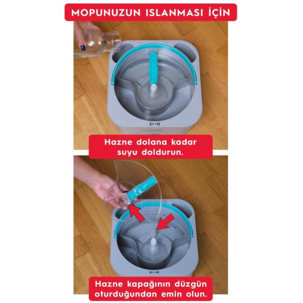 Smarter Aqua Master + Ucgen Aparat Temız & Kırlı Suyu Ayırma Ozellıgı Otomatık Temızlık Setı Mop Paspas Cam Ve Kose Icın