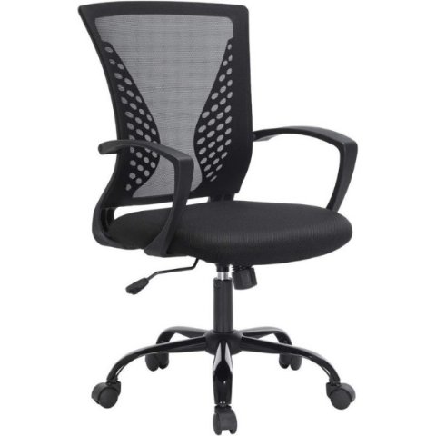 SONGMICS Ofis Sandalyesi, 360 Döner Sandalye, Sallanma Fonksiyonlu, Nefes Alabilir, Ofis, Çalışma Odası, 120 Kg'A Kadar Taşıyabilir, Siyah, Obn22Bk Outlet