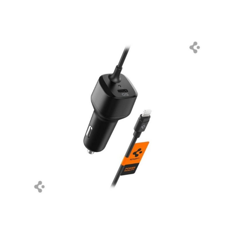 Spigen 47W USB-C 2 Port Araç içi Adaptör + Lightning Şarj Kablosu - Hızlı Şarj Aleti iPhone & iPad Type-C PC2100 - ACP04205- OUTLET