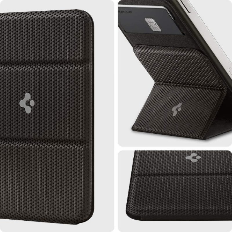 Spigen Apple MagSafe iPhone 14 / iPhone 13 / iPhone 12 Serisi için Smart Fold Cüzdan Gunmetal - AMP02766