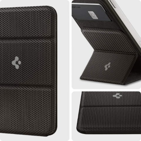 Spigen Apple MagSafe iPhone 14 / iPhone 13 / iPhone 12 Serisi için Smart Fold Cüzdan Gunmetal - AMP02766
