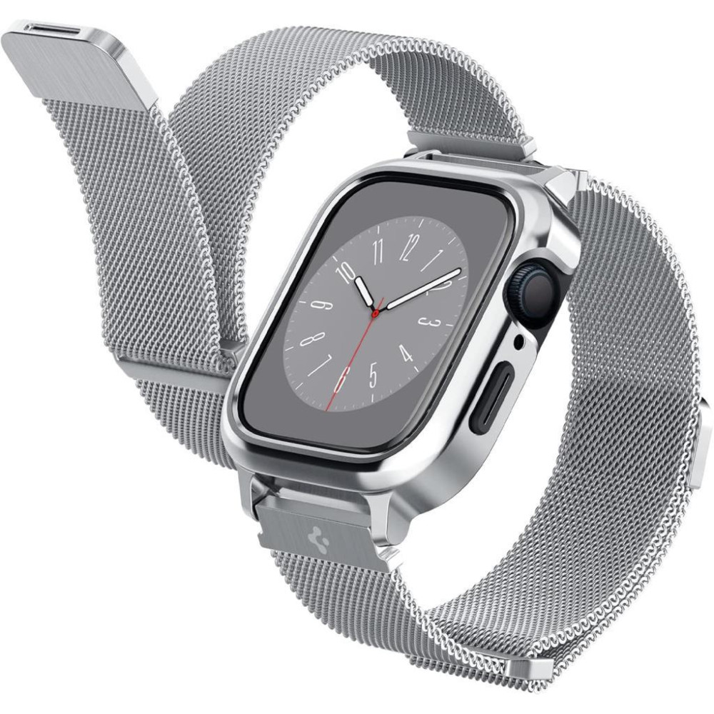 Spigen Apple Watch 41mm (Seri 9/8/7) Kılıf & Kordon Kayış Metal Fit Pro Silver - ACS04586 Outlet