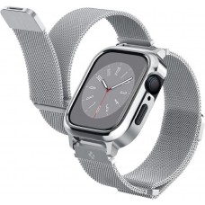 Spigen Apple Watch Seri 8/7 (41mm) ile Uyumlu Kılıf & Kayış Metal Fit Pro Silver - ACS04586 Outlet