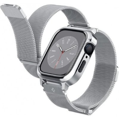 Spigen Apple Watch Seri 8/7 (41mm) ile Uyumlu Kılıf & Kayış Metal Fit Pro Silver - ACS04586 Outlet