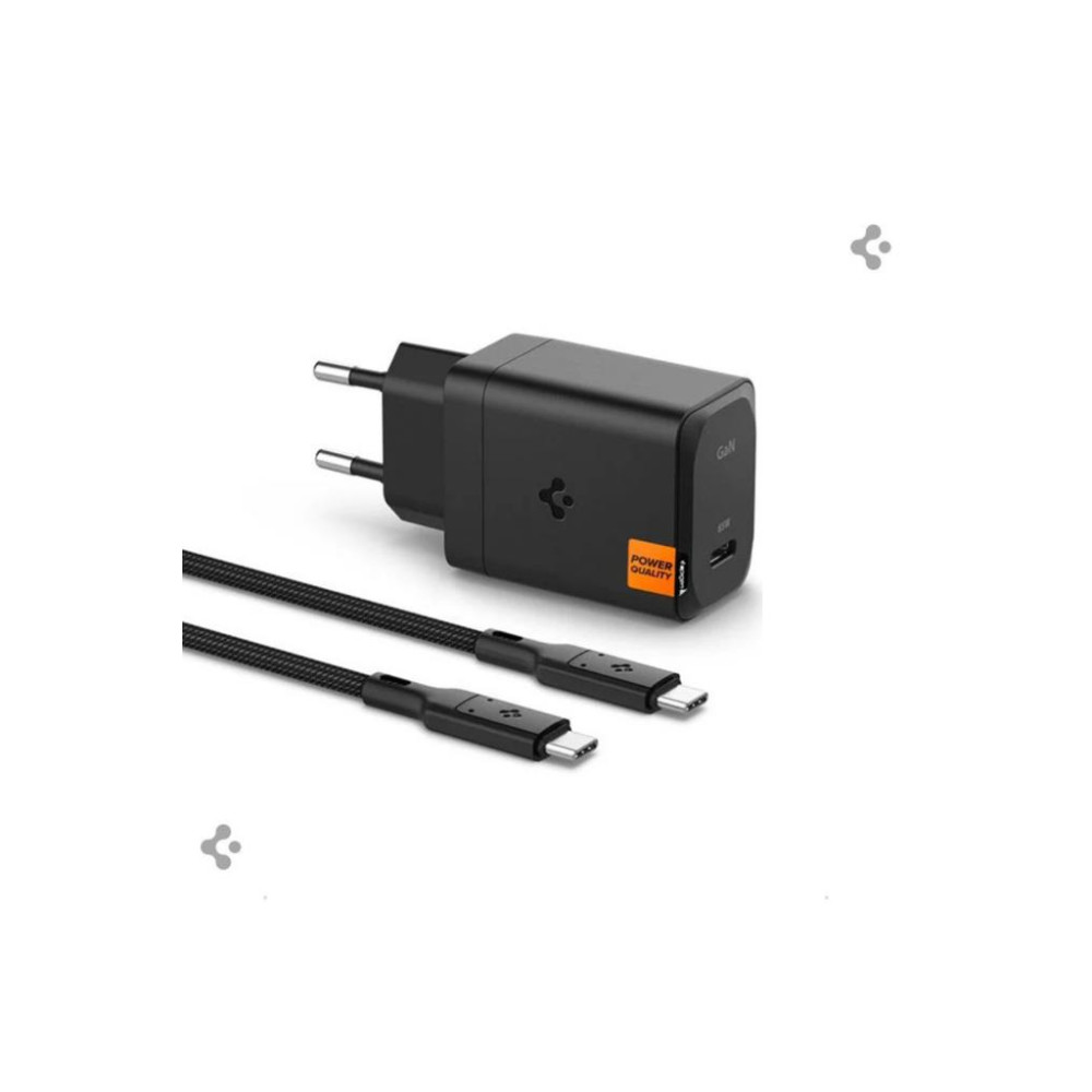 Spigen 65W USB-C Hızlı Şarj Aleti + 2m Şarj Kablo Samsung PPS 2.0 GaN Super Hızlı Type-C Black - ACH05475 Outlet