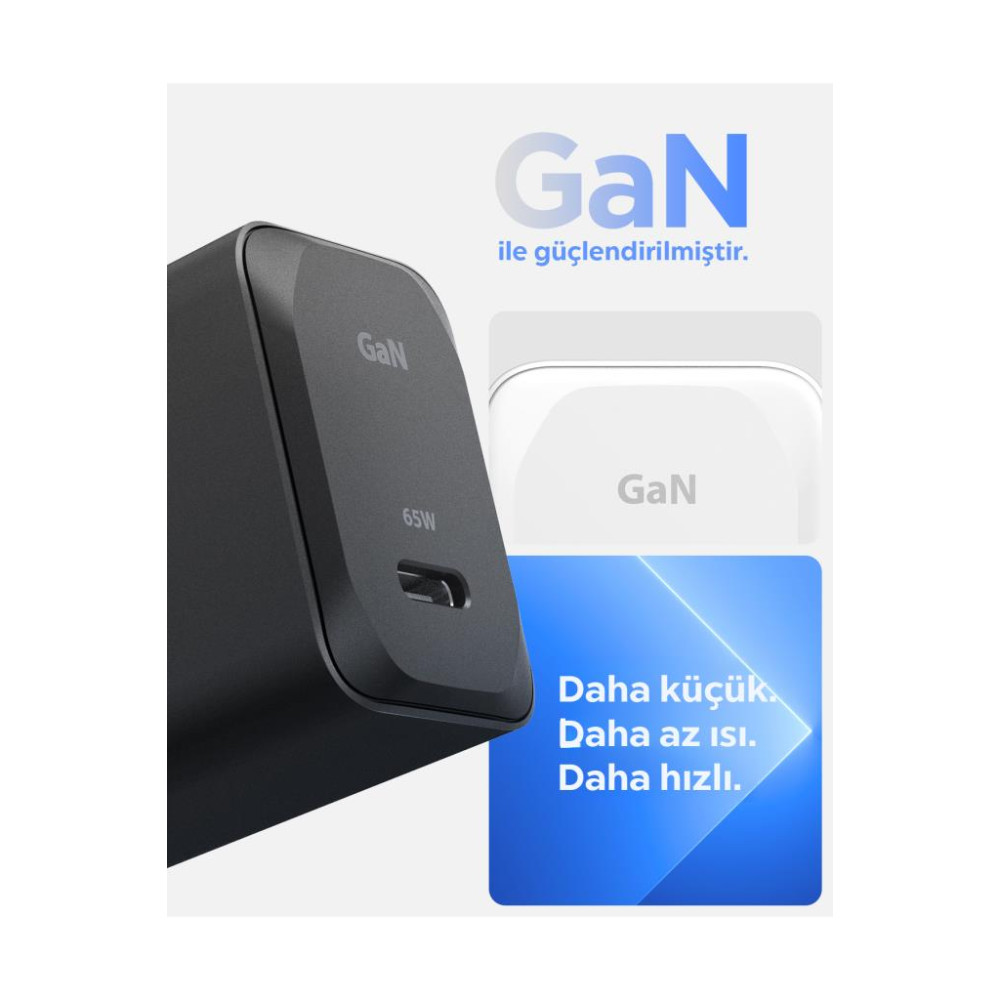 Spigen 65W USB-C Hızlı Şarj Aleti + 2m Şarj Kablo Samsung PPS 2.0 GaN Super Hızlı Type-C Black - ACH05475 Outlet