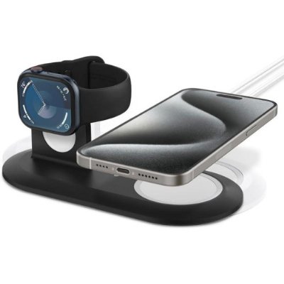 Spigen MagFit Duo AMP02796 2in1 Siyah MagSafe Docking Station Teşhir