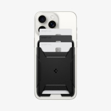Spigen MagFit iPhone için MagSafe Özellikli 3 Kartlı Manyetik Cüzdan Rugged Armor 2 Black Outlet