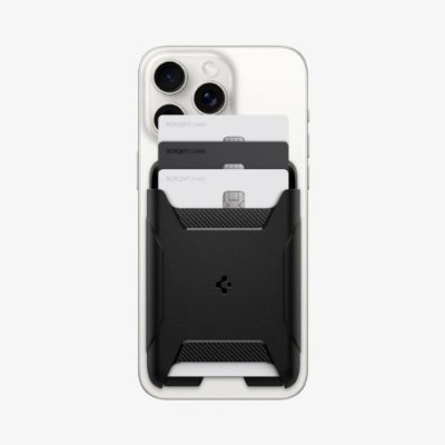Spigen MagFit iPhone için MagSafe Özellikli 3 Kartlı Manyetik Cüzdan Rugged Armor 2 Black Outlet