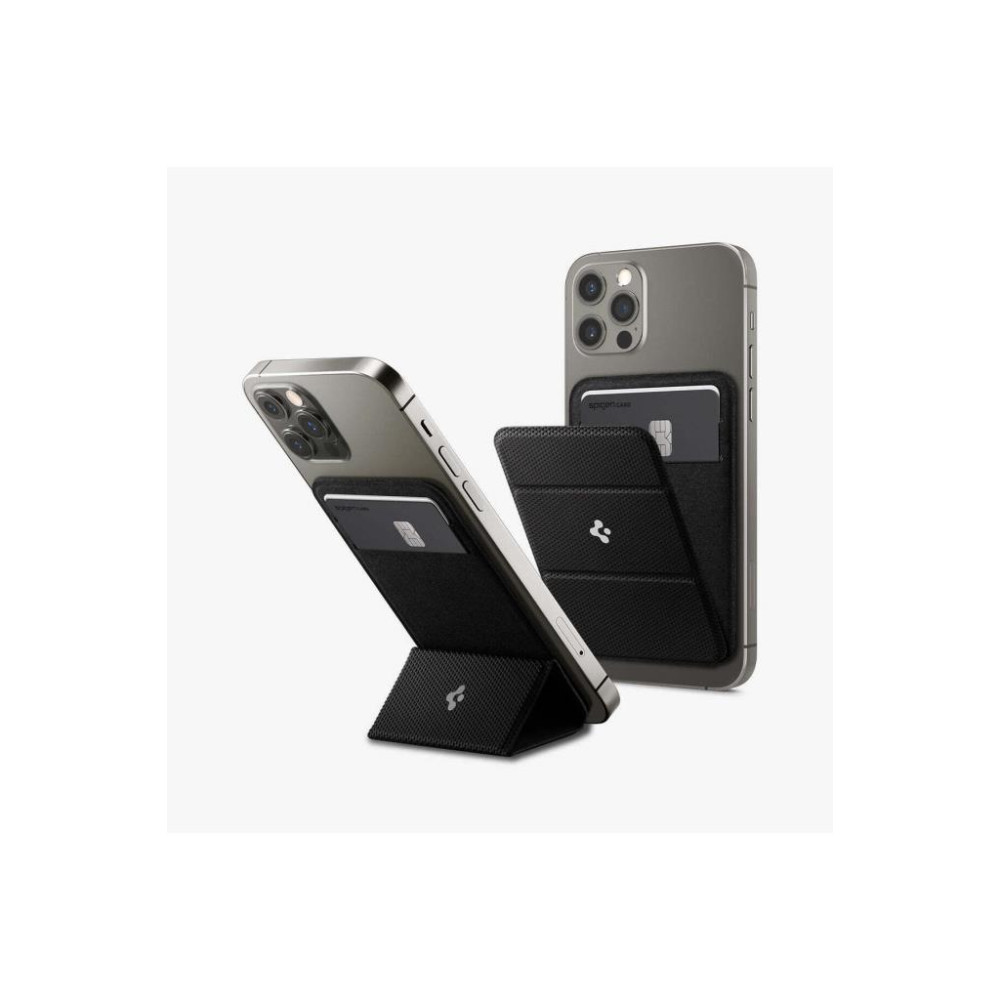 Spigen MagFit iPhone için MagSafe özellikli Kartlı Manyetik Cüzdan Smart Fold Wallet Black - AMP02746 Teşhir