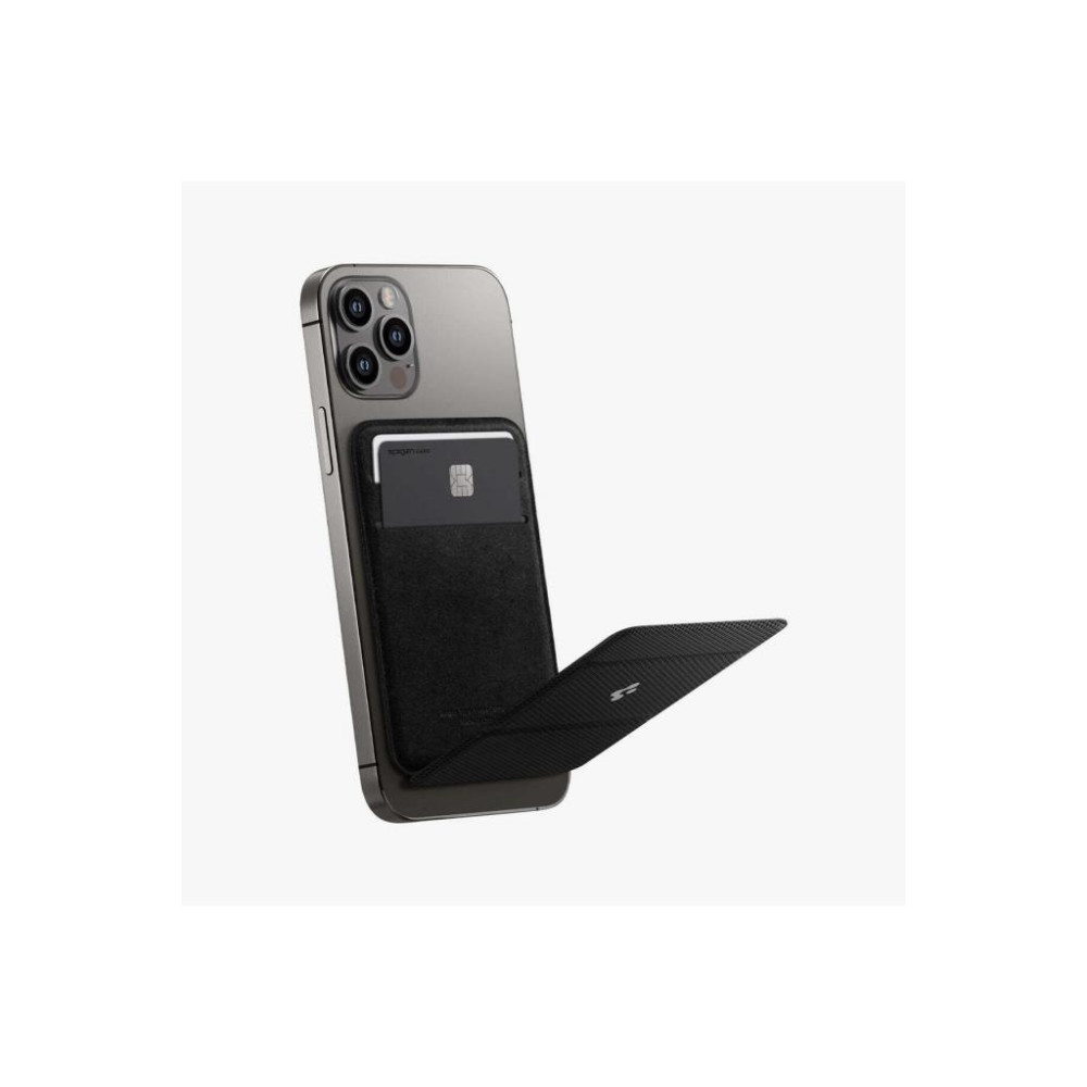 Spigen MagFit iPhone için MagSafe özellikli Kartlı Manyetik Cüzdan Smart Fold Wallet Black - AMP02746 Teşhir