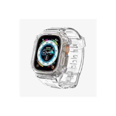 Spigen Apple Watch 49mm (Ultra 2/1) Kılıf & Kordon Kayış Rugged Armor Pro Crystal Clear Outlet