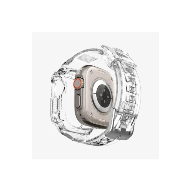Spigen Apple Watch 49mm (Ultra 2/1) Kılıf & Kordon Kayış Rugged Armor Pro Crystal Clear Outlet