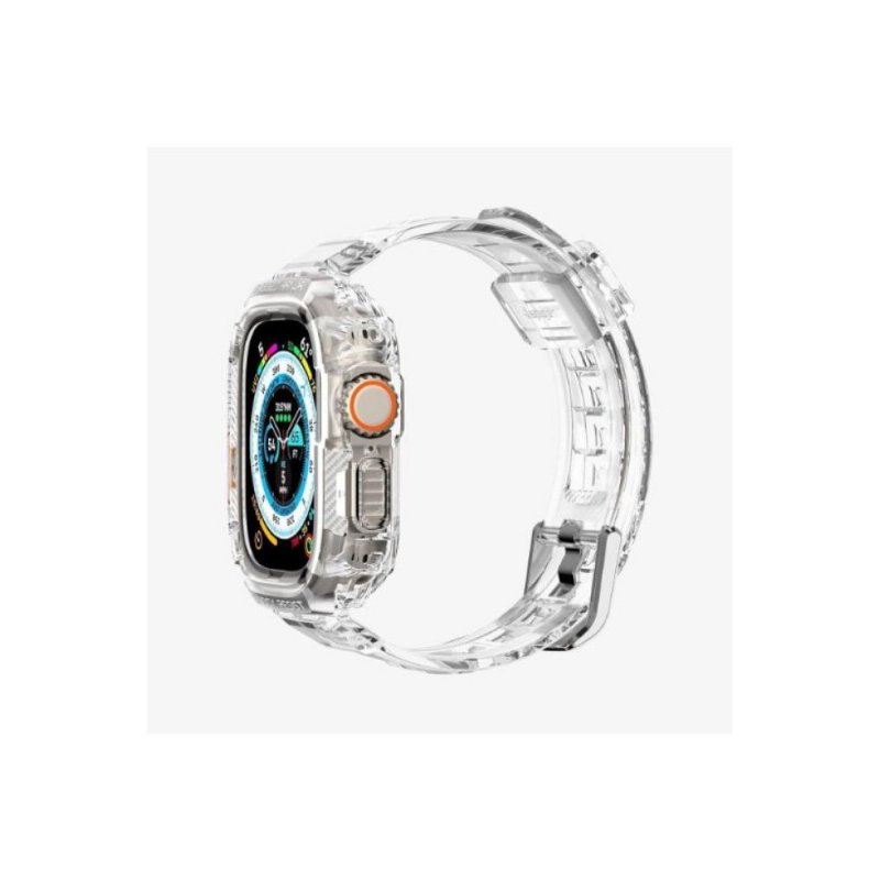 Spigen Apple Watch 49mm (Ultra 2/1) Kılıf & Kordon Kayış Rugged Armor Pro Crystal Clear Outlet