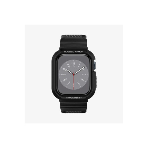 Spigen Apple Watch 45mm (Seri 9/8/7) Kılıf & Kordon Kayış Rugged Armor Pro Black Outlet
