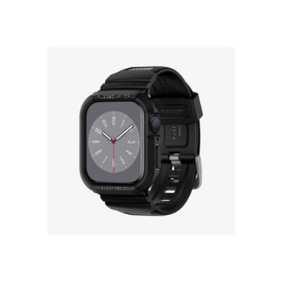 Spigen Apple Watch 45mm (Seri 9/8/7) Kılıf & Kordon Kayış Rugged Armor Pro Black Outlet