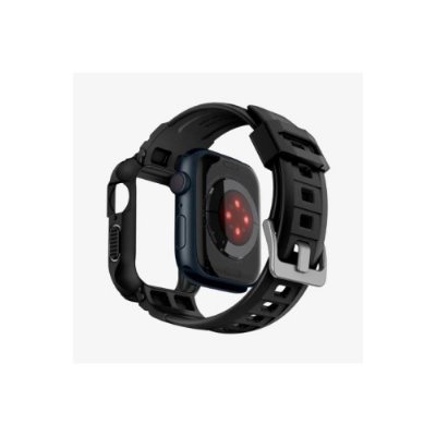 Spigen Apple Watch 45mm (Seri 9/8/7) Kılıf & Kordon Kayış Rugged Armor Pro Black Outlet
