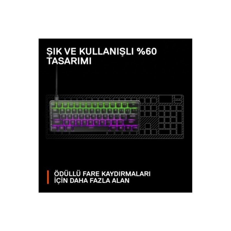 SteelSeries Apex Pro Mini RGB %60 TKL OmniPoint Switch Kablolu/Kablosuz Mekanik Oyuncu Klavyesi