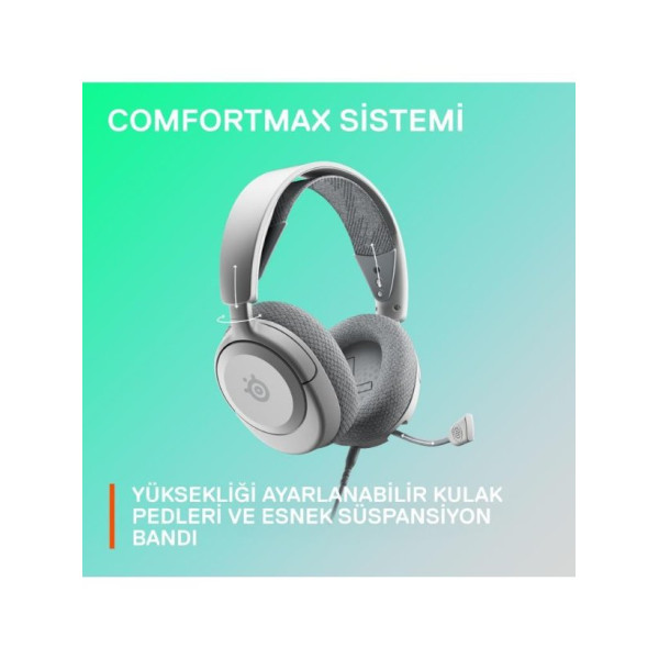 SteelSeries Arctis Nova 1 Beyaz Kablolu Mikrofonlu Kulak Üstü Oyuncu Kulaklığı - Outlet