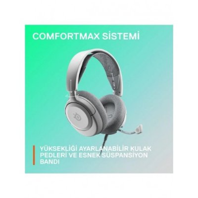 SteelSeries Arctis Nova 1 Beyaz Kablolu Mikrofonlu Kulak Üstü Oyuncu Kulaklığı